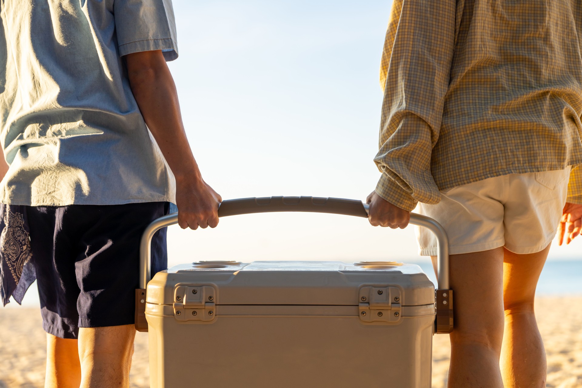Group of Asian people friends travel at the beach together.
